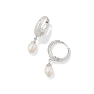 Kendra Scott Henley Silver-toned Pearl Huggie Drop Earrings